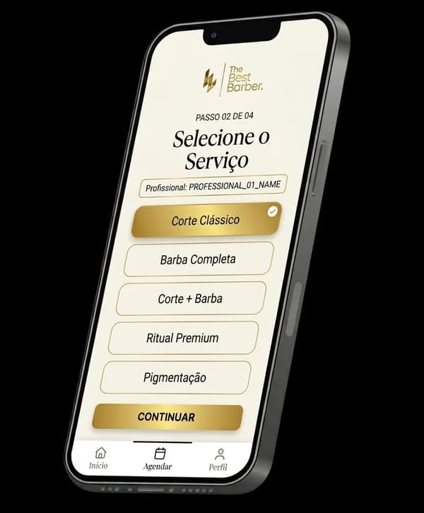 Mockup do app no passo de escolha do especialista